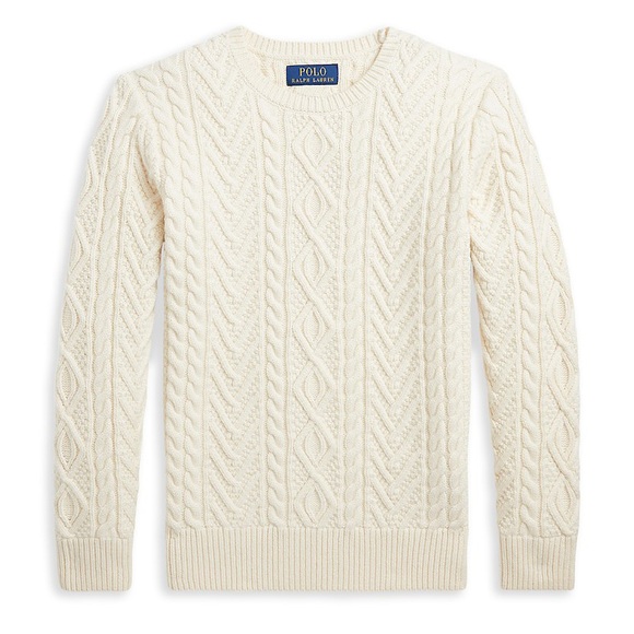 NWT Polo Ralph Lauren Boy’s Aran-Knit Wool-Blend Sweater Size XL - Picture 1 of 8
